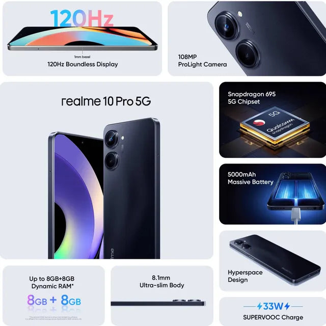 realme 10 Pro+ 5G 6/128GB Dark Matter / Nebula Blue / Hyperspace