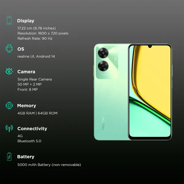 realme C61 4GB/64GB Safari Green / Marble Black