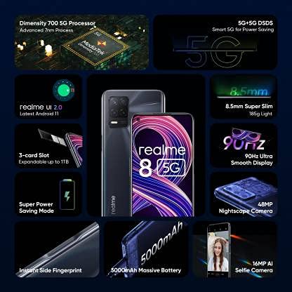 realme 8 5G 4GB/64GB Supersonic Blue