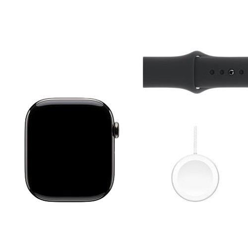 Apple Watch Series 10 GPS + Cellular 42mm Slate Titanium Case with Black Sport Band M/L and S/M