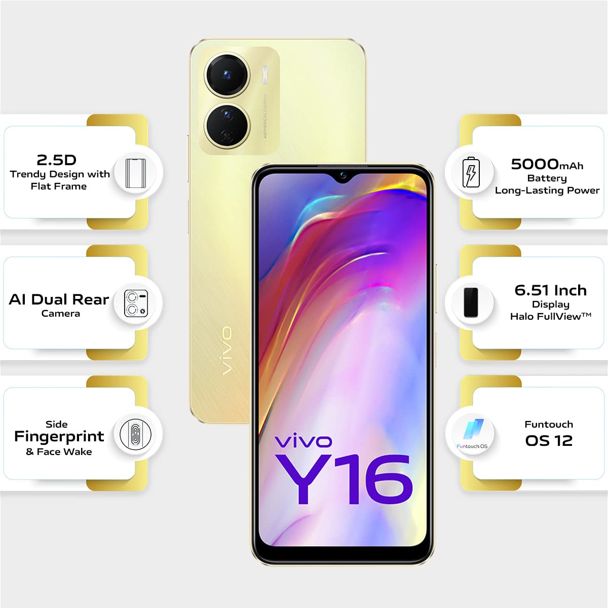 Vivo Y16 4GB/64GB Drizzling Gold / Strllar Black