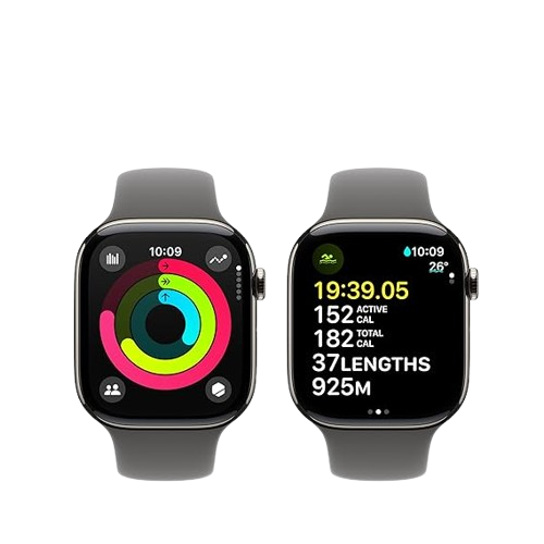 Apple Watch Series 10 (GPS + Cellular) ,46mm, Natural Titanium Case with Stone Grey Sport Band