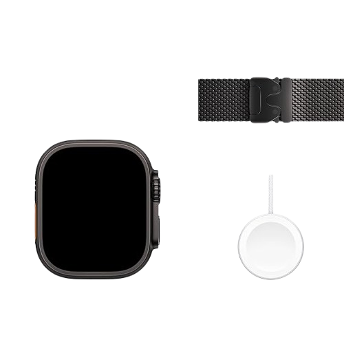 Apple Watch Ultra 2 (GPS + Cellular) , 49mm ,Black Titanium Case with Black Titanium Milanese Loop , Small/Medium/Large