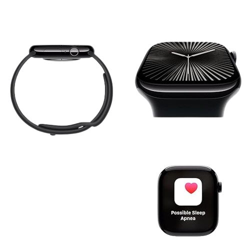 Apple Watch Series 10 GPS + Cellular 42mm Slate Titanium Case with Black Sport Band M/L and S/M