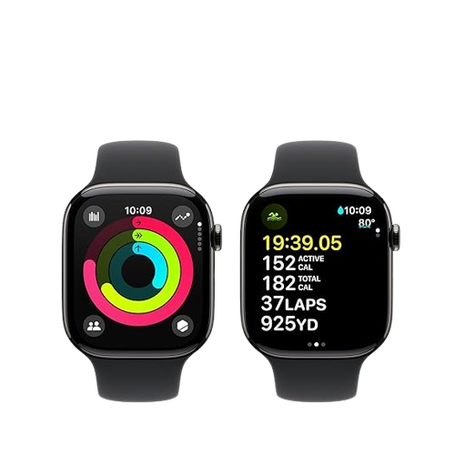 Apple Watch Series 10 GPS + Cellular 42mm Slate Titanium Case with Black Sport Band M/L and S/M