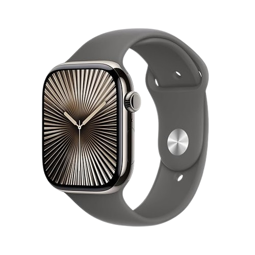 Apple Watch Series 10 (GPS + Cellular) ,46mm, Natural Titanium Case with Stone Grey Sport Band