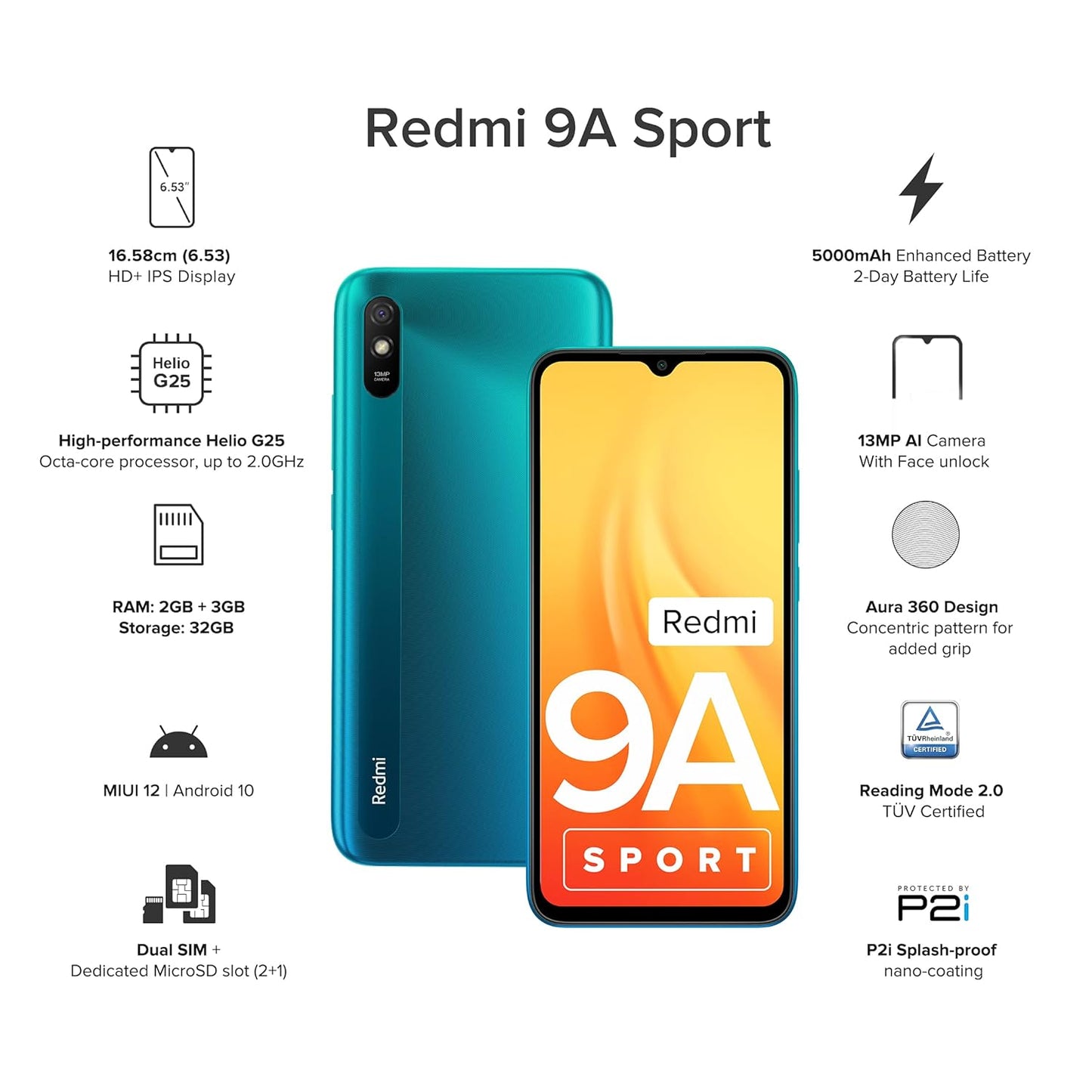 Xiaomi Redmi 9A Sport 2GB/32GB Coral Green / 3GB/32GB Metallic Blue