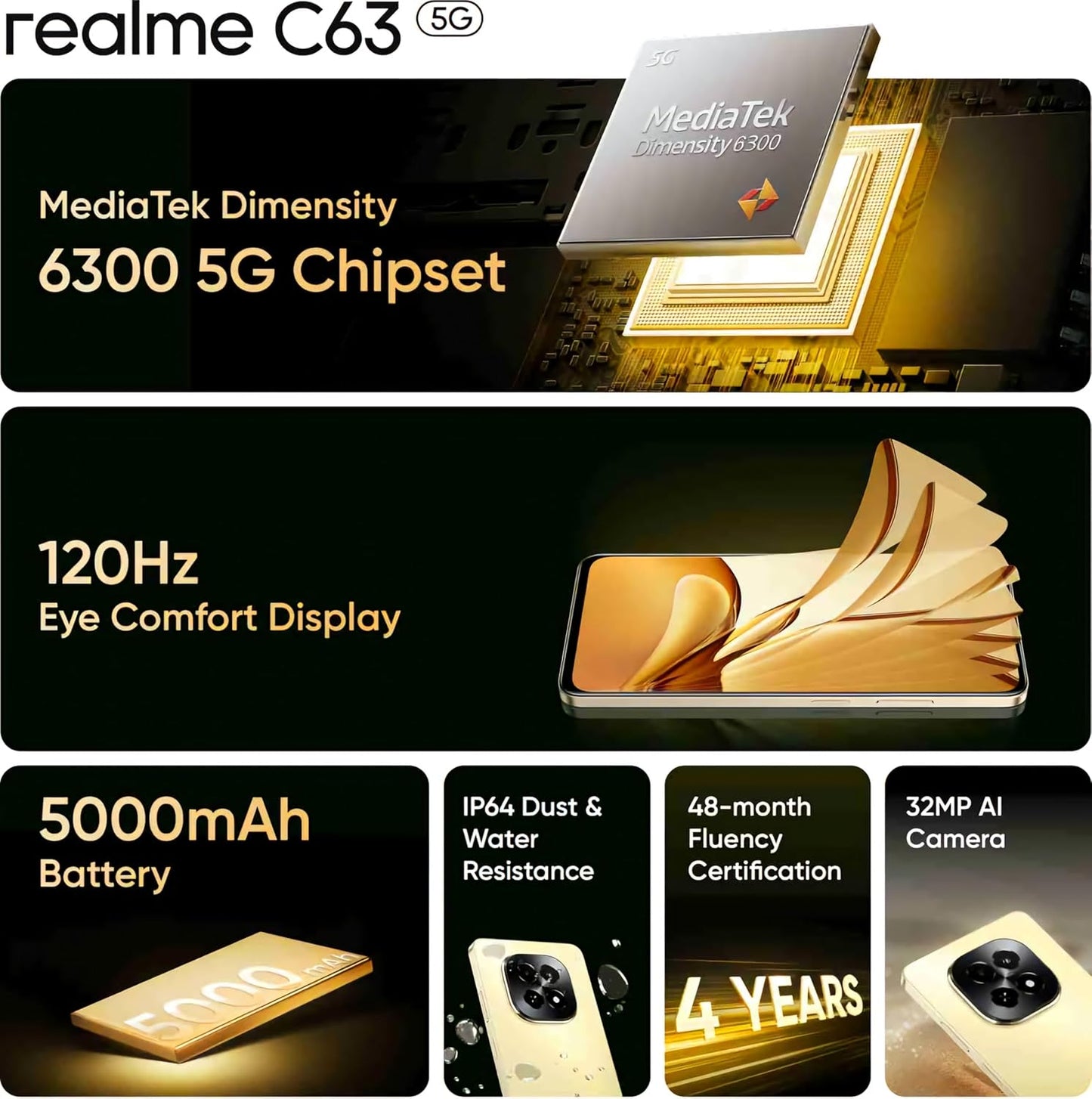 realme C63 5G 4GB/128GB Starry Gold