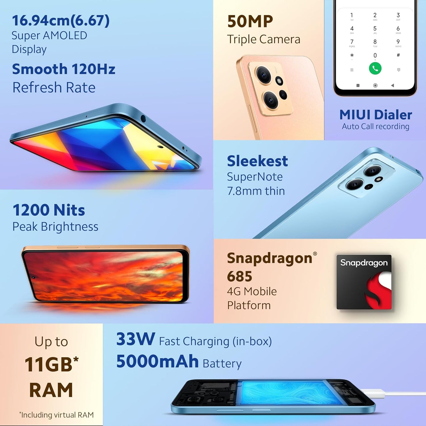 Xiaomi Redmi Note 12 6GB/64GB Sunrise Gold / Blue / Lunr Black