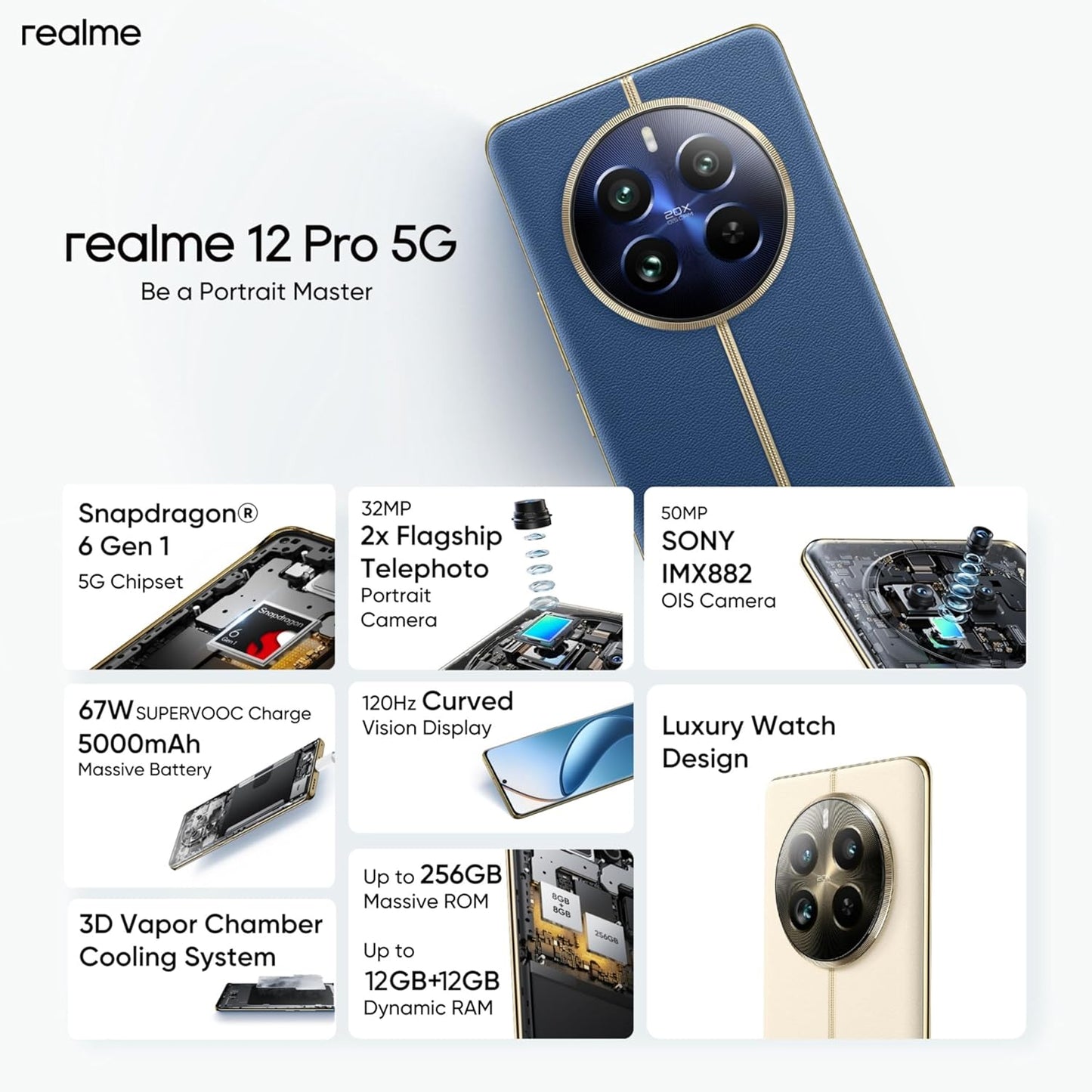 realme 12 Pro 8GB/128GB Submarine Blue / Navigator Beige