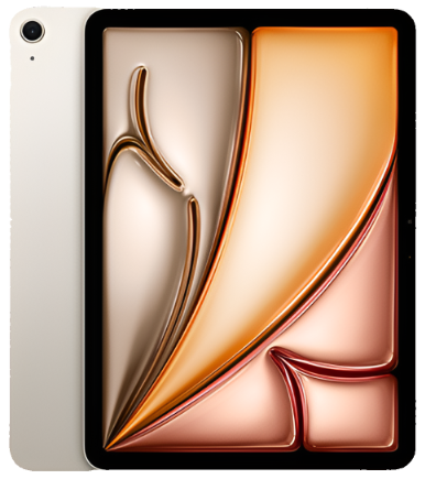 The image displays Apple's newly launched iPad Air equipped with the advanced M2 chip. The iPad Air is shown with a sleek and modern design, featuring a vibrant, high-resolution display that highlights its clarity and color accuracy. This model emphasizes Apple's commitment to combining cutting-edge technology with elegant aesthetics via iCrescent Apple store in Chandigarh