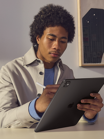 The image features Apple's newly launched iPad Pro, showcasing its sleek design and advanced technology. The iPad Pro includes the powerful M4 chip, a stunning high-resolution display, and slim bezels. Its modern and minimalist aesthetic underscores Apple's focus on innovation and performance via iCrescent Apple store in Chandigarh